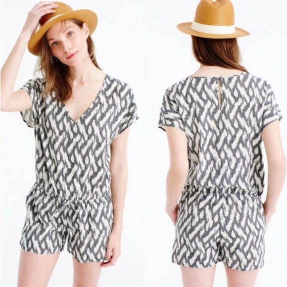 J. Crew Ikat Black & White Romper Small - Picture 9 of 9